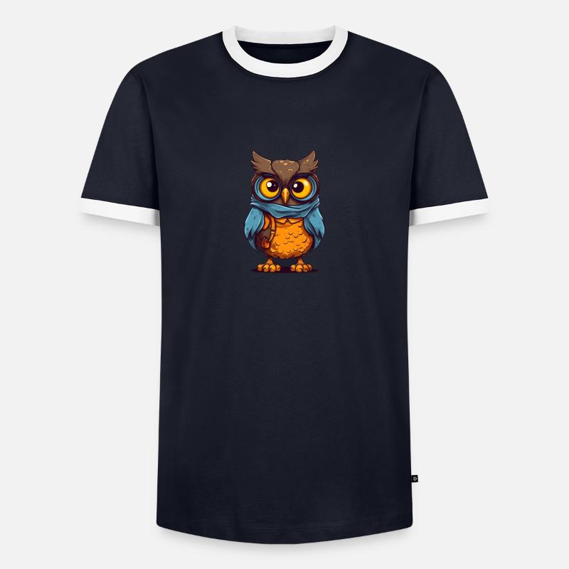 eule - Männer Kontrast-T-Shirt - Navy/Weiß 
