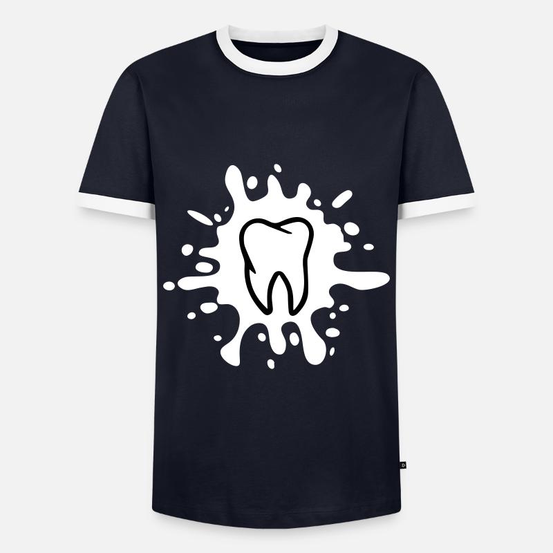 tooth icon blob - Men's Ringer Shirt - navy/white