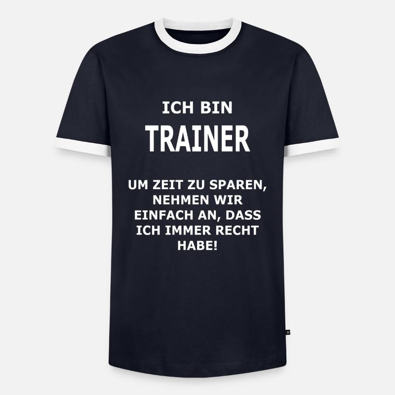 TRAINER - Männer Kontrast-T-Shirt - Navy/Weiß