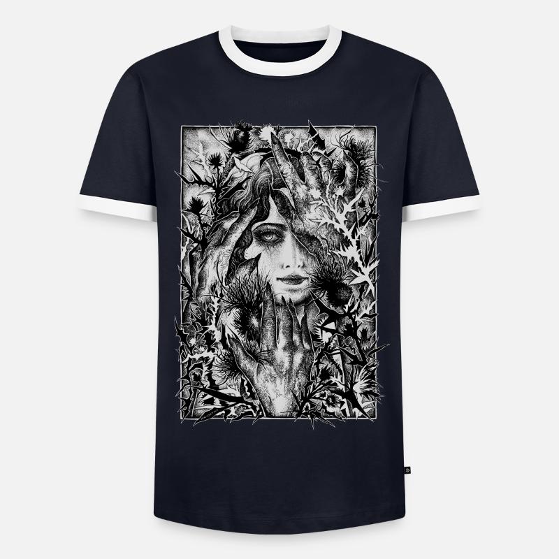 Thistle witch - Men's Ringer Shirt - navy/white