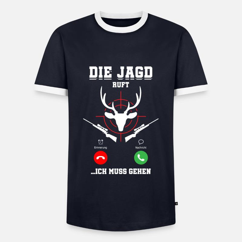Die Jagd Ruft An Jäger - Männer Kontrast-T-Shirt - Navy/Weiß 