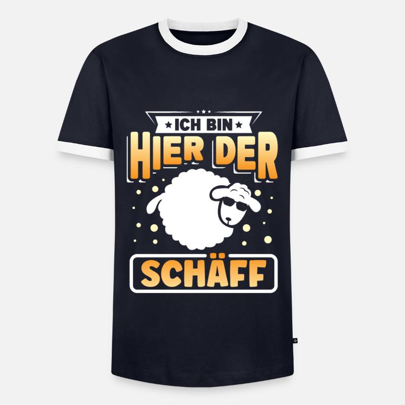 Ich bin hier der Schäff - Männer Kontrast-T-Shirt - Navy/Weiß 