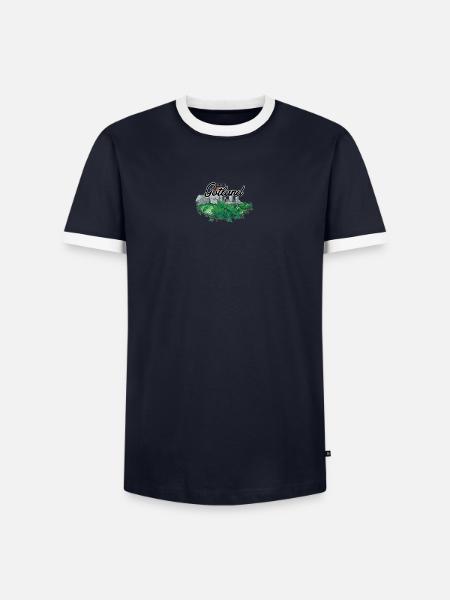 Das ist Gotland - Der Ringwall - Männer Kontrast-T-Shirt - Navy/Weiß 