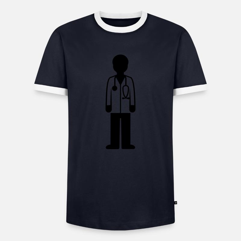 Doktor Arzt - Männer Kontrast-T-Shirt - Navy/Weiß 
