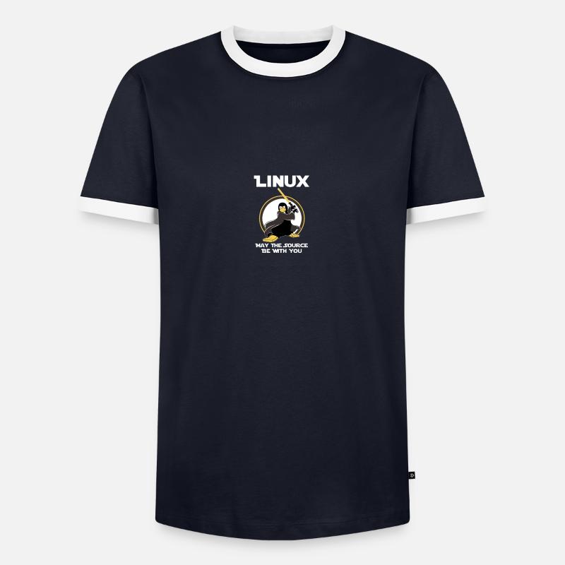 may_the_linux_source - T-shirt contrasté Homme - marine/blanc