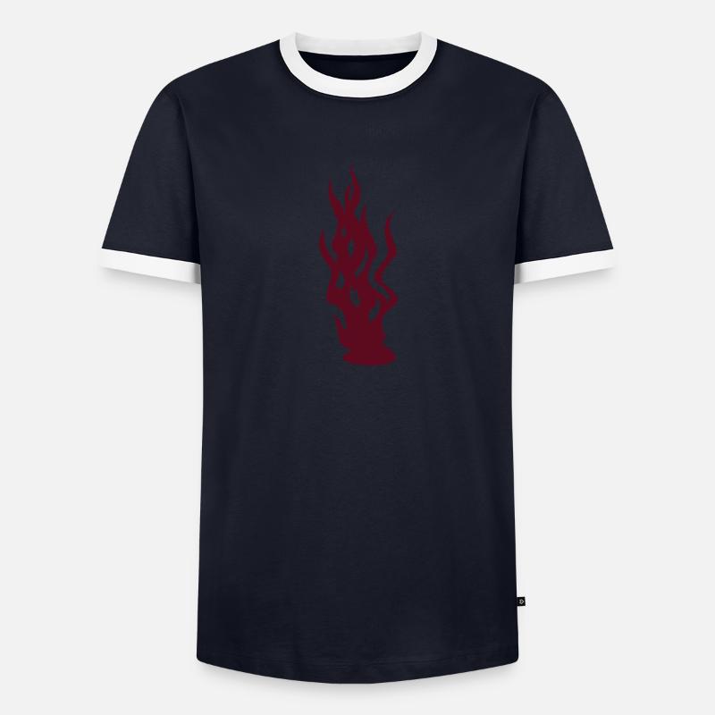 Flammen / flames (1c) - Männer Kontrast-T-Shirt - Navy/Weiß 