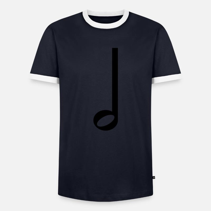 Half Note Music Symbol - Men's Ringer Shirt - navy/white 