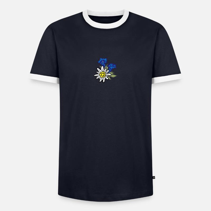 edelweiss_mit_enzian - Männer Kontrast-T-Shirt - Navy/Weiß