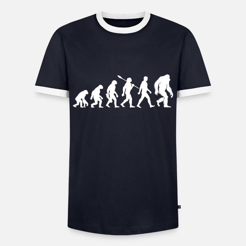 Evolution - Bigfoot - Yeti - Männer Kontrast-T-Shirt - Navy/Weiß 
