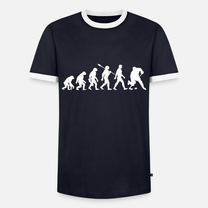 Evolution - Eishockey - Puck - Wintersport - Männer Kontrast-T-Shirt - Navy/Weiß 