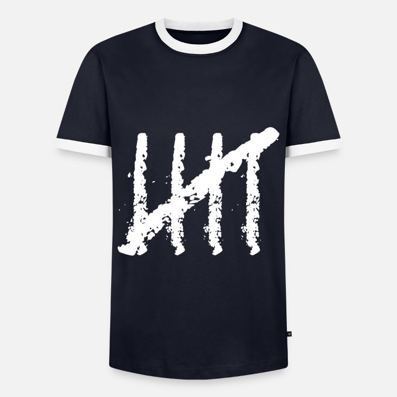 Five 5 chalks number - Men's Ringer Shirt - navy/white 