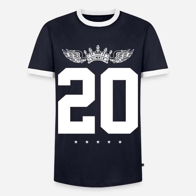 20 number crown - Men's Ringer Shirt - navy/white 