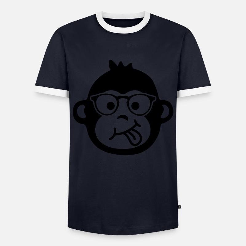 monkey affe brille emoji - Männer Kontrast-T-Shirt - Navy/Weiß 