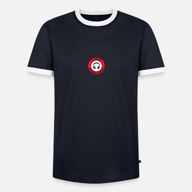Techno - Männer Kontrast-T-Shirt - Navy/Weiß 