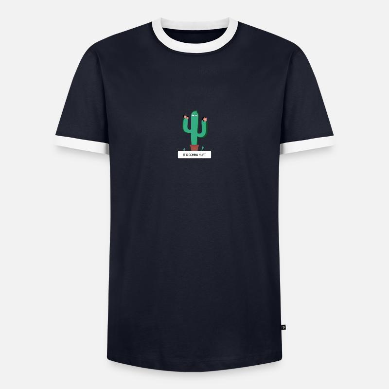 CACTUS - „Es wird weh tun“ - Männer Kontrast-T-Shirt - Navy/Weiß 