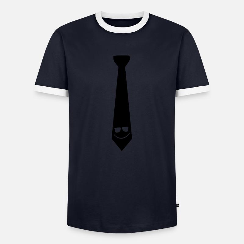 tie_with_smiley - Männer Kontrast-T-Shirt - Navy/Weiß 