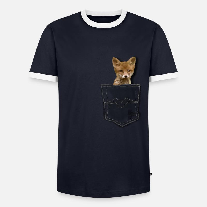 pocket fox by CustomStyle - Men's Ringer Shirt - navy/white