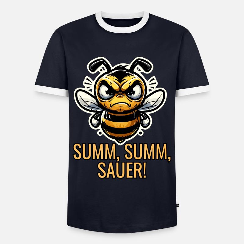 Buzz Buzz Sour Bee - Men's Ringer Shirt - navy/white 