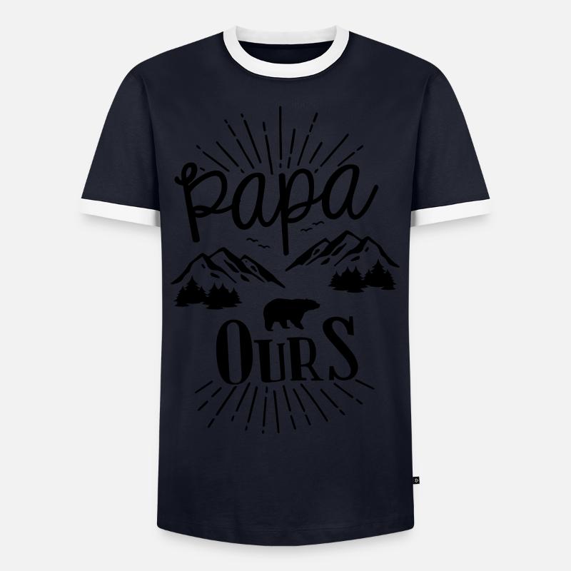 Papa Bär - Männer Kontrast-T-Shirt - Navy/Weiß 