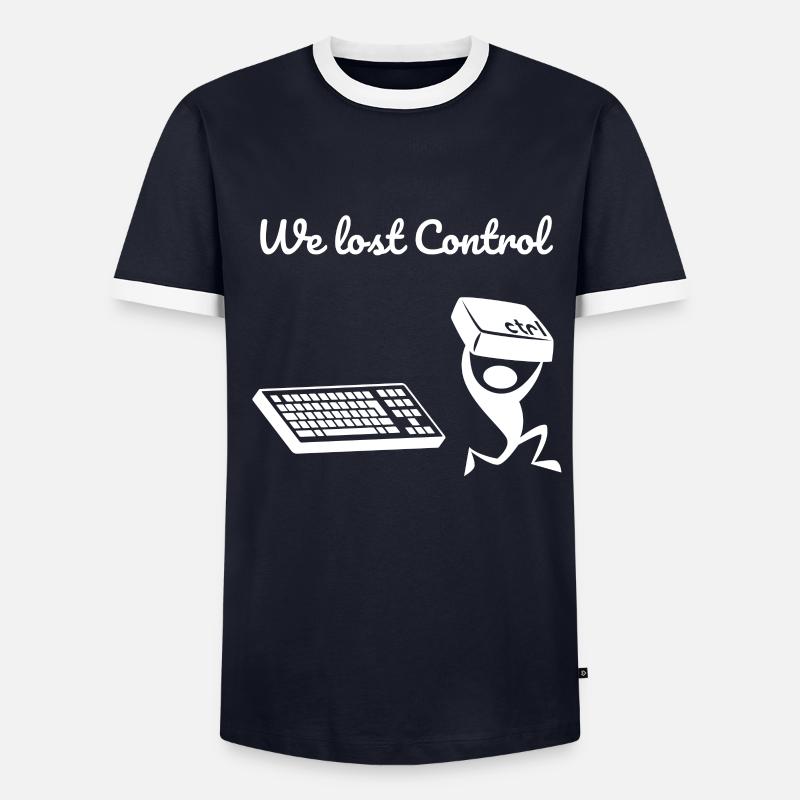 No Ctrl Control Computer - Men's Ringer Shirt - navy/white