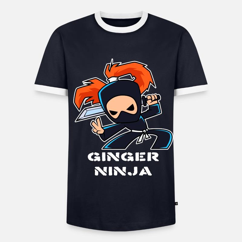 Ginger Ninja - Männer Kontrast-T-Shirt - Navy/Weiß