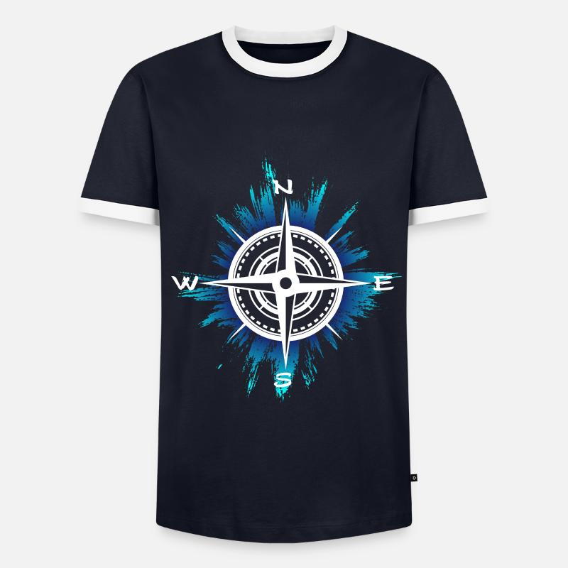 Compass explorer journey - Men's Ringer Shirt - navy/white