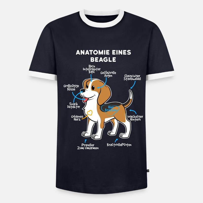 Anatomie Eines Beagle - Männer Kontrast-T-Shirt - Navy/Weiß 