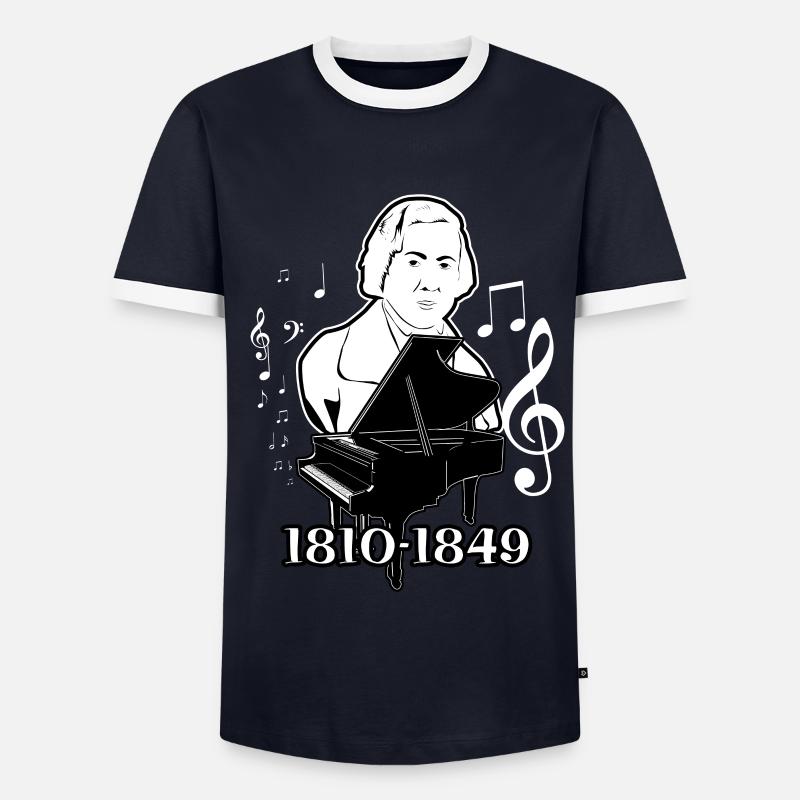 Frederic Chopin - Männer Kontrast-T-Shirt - Navy/Weiß 
