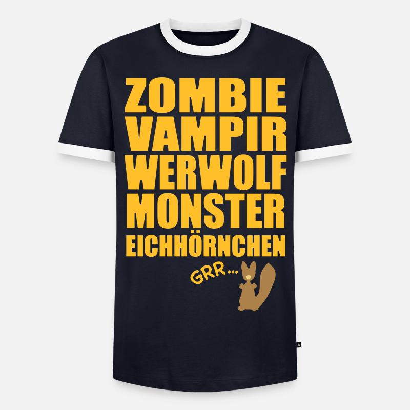 Monster Eichhörnchen - Männer Kontrast-T-Shirt - Navy/Weiß 