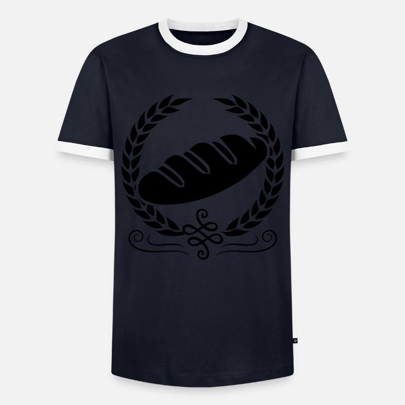 bread icon symbol wreath - Men's Ringer Shirt - navy/white