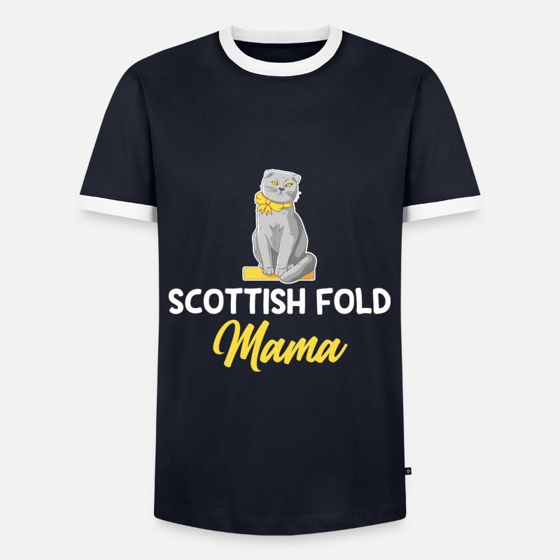 Scottish Fold Cat - Men's Ringer Shirt - navy/white 