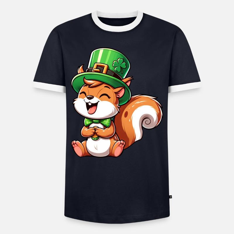 Freches Eichhörnchen St. Patricks - Männer Kontrast-T-Shirt - Navy/Weiß 