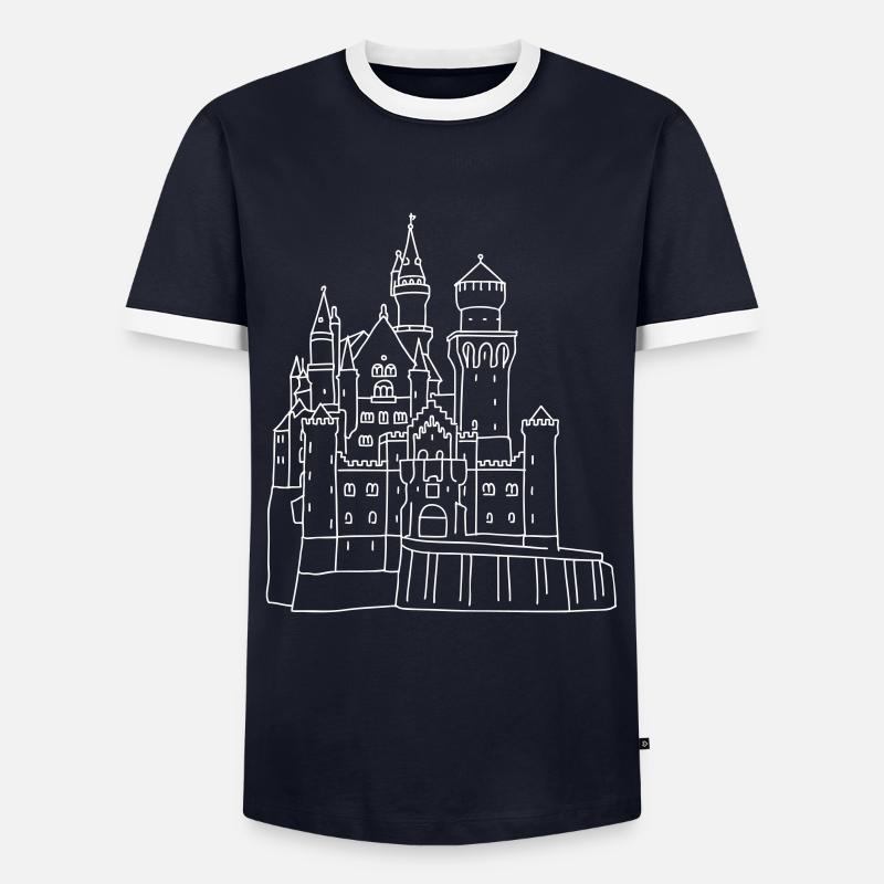 Neuschwanstein Castle - Men's Ringer Shirt - navy/white 