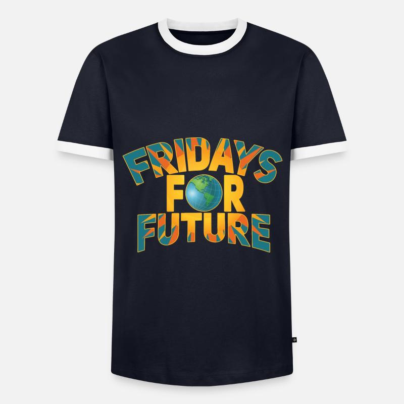 Fridays For Future Text - Men's Ringer Shirt - navy/white 