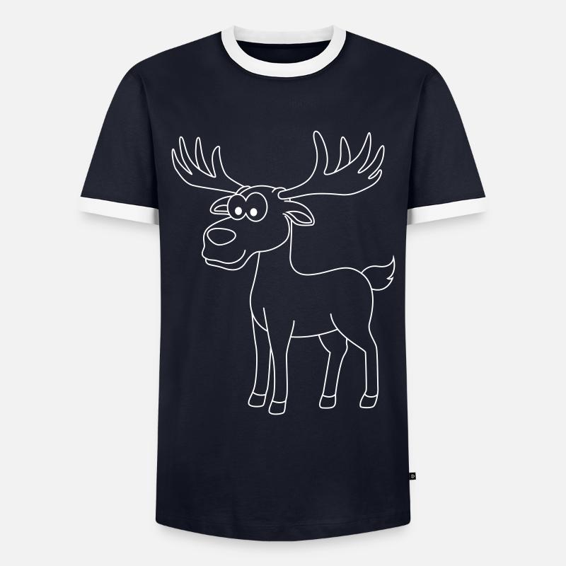 Elch Comic Tier - Männer Kontrast-T-Shirt - Navy/Weiß