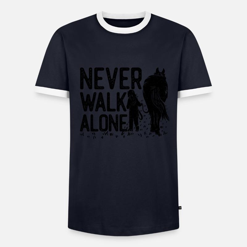 Pferd - Never walk alone - Männer Kontrast-T-Shirt - Navy/Weiß