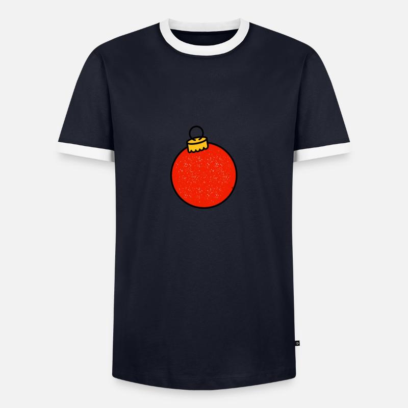 Rote Weihnachtskugel mit Glitzer - Männer Kontrast-T-Shirt - Navy/Weiß 