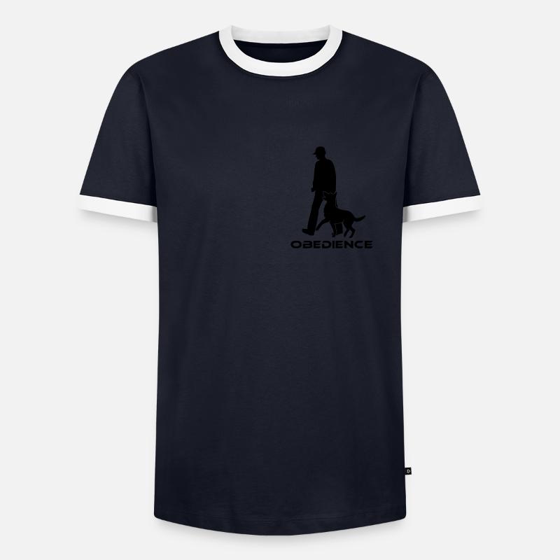 (83) Obedience - Männer Kontrast-T-Shirt - Navy/Weiß 