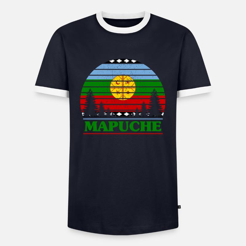 Mapuche - Männer Kontrast-T-Shirt - Navy/Weiß 