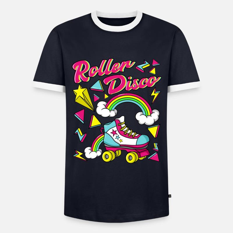 Roller Disco - Männer Kontrast-T-Shirt - Navy/Weiß 