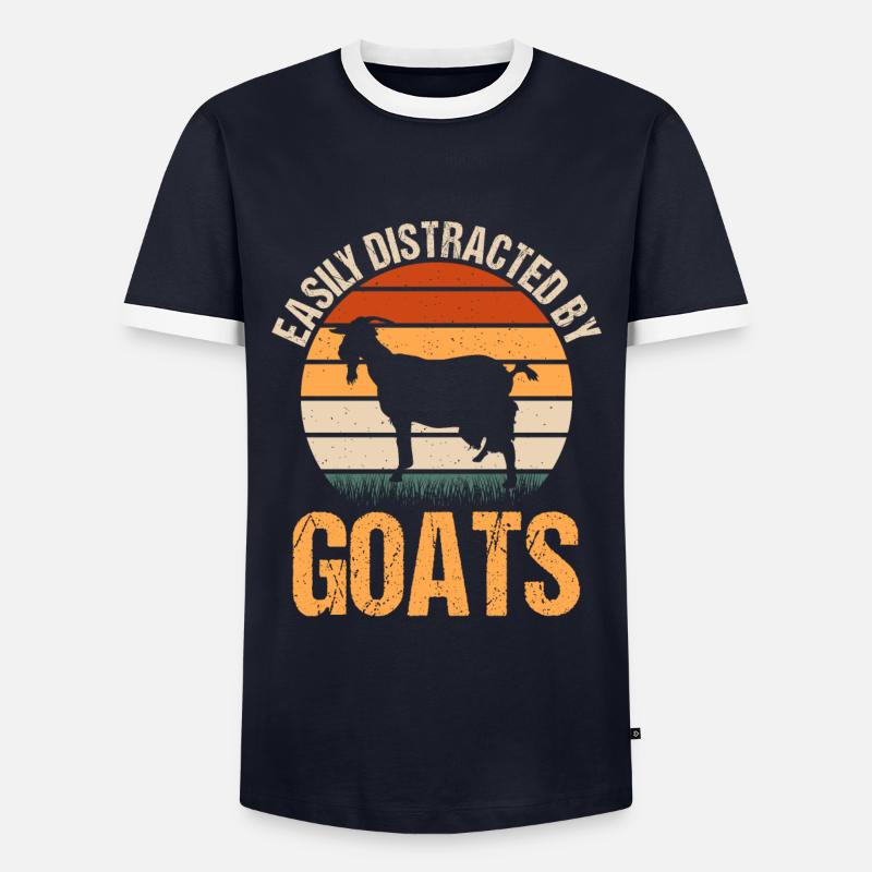 Easily Distracted By Goats - Männer Kontrast-T-Shirt - Navy/Weiß 