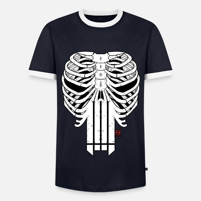 HARDCORE HORROR SHOW SKULL - Men's Ringer Shirt - navy/white 