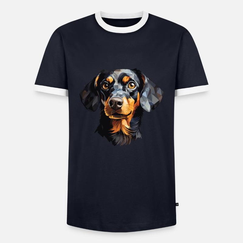 Dackel Polygon Design - Männer Kontrast-T-Shirt - Navy/Weiß