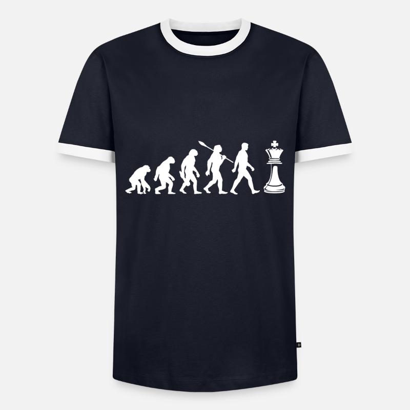 Evolution - Chess - Chess Players - Men's Ringer Shirt - navy/white 