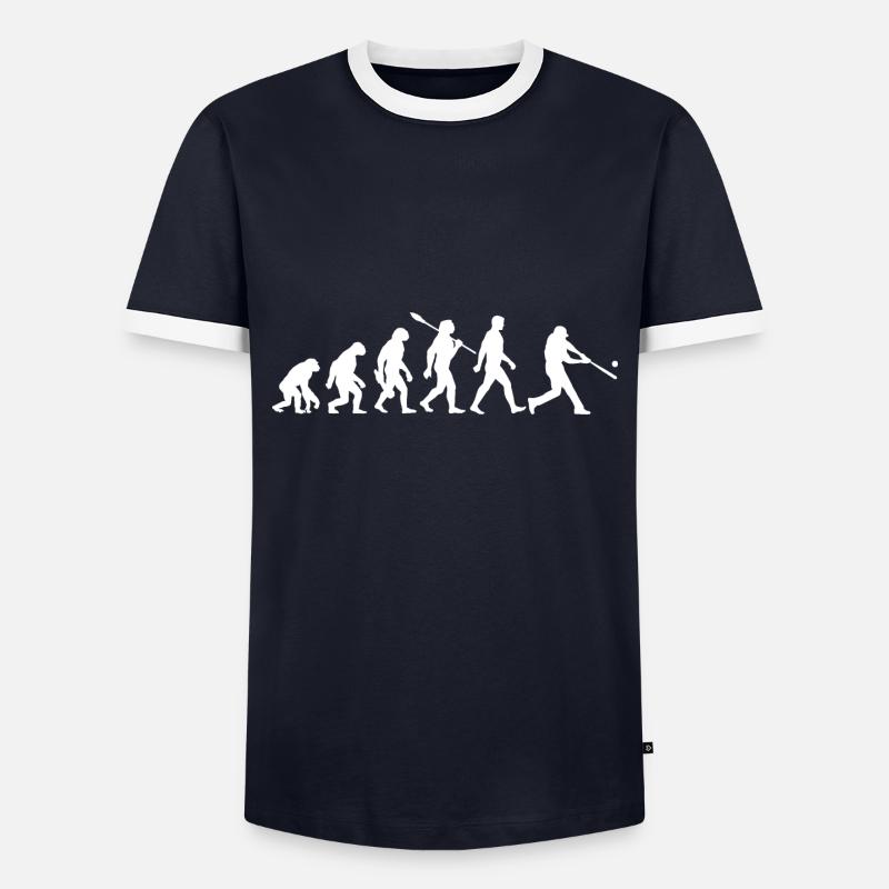 Evolution Baseball Batter - Men's Ringer Shirt - navy/white
