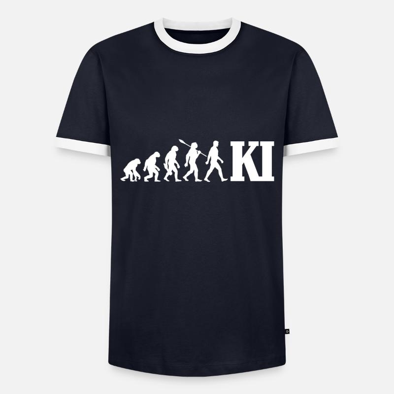 Evolution - Künstliche Intelligenz - KI - Männer Kontrast-T-Shirt - Navy/Weiß
