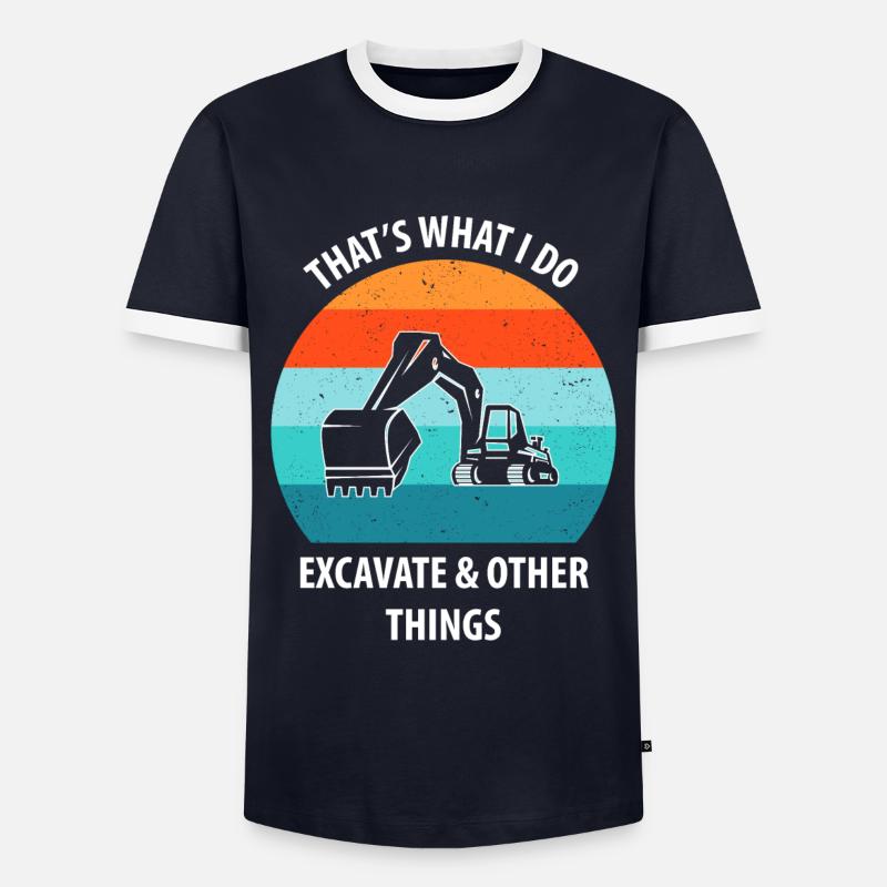 Bagger Baggerfahrer Baggerwagen - Männer Kontrast-T-Shirt - Navy/Weiß 