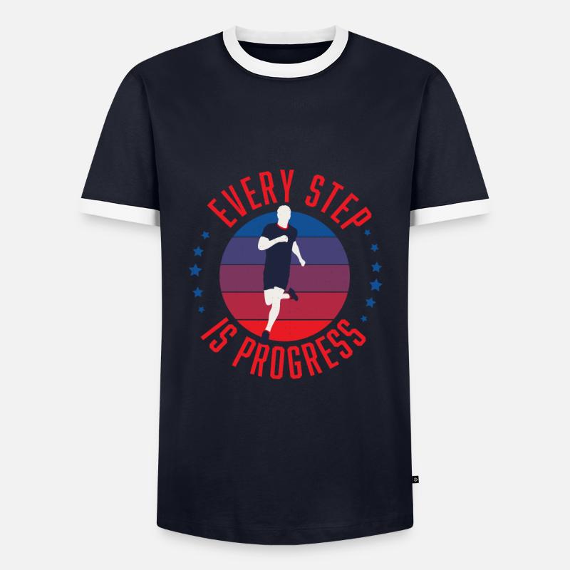 Runner Every Step is Progress - Männer Kontrast-T-Shirt - Navy/Weiß 