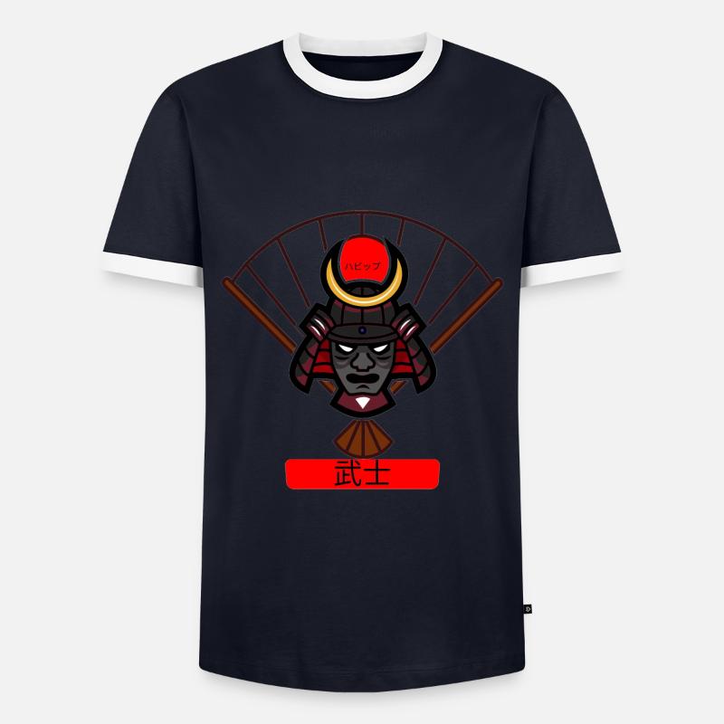 武士 "samurai" - Männer Kontrast-T-Shirt - Navy/Weiß