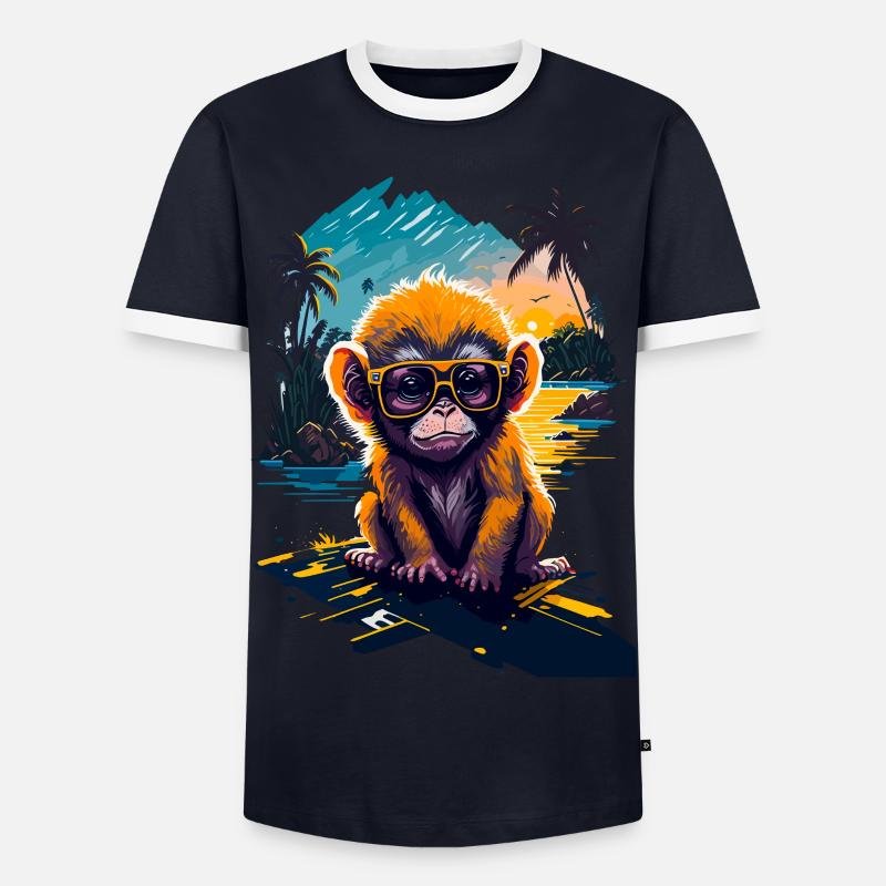 Cooler Affe - Männer Kontrast-T-Shirt - Navy/Weiß 